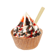 Sundae Extra gesalzene LakritzFlocken Rotefruchte, Soft Ice Corner,Angelo,Good Choice;Klein 3,35, Groot 3,85